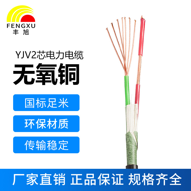 豐旭國標2芯純銅芯阻燃電力電纜ZR-YJV2芯動(dòng)力電纜低壓交聯(lián)護套線(xiàn)